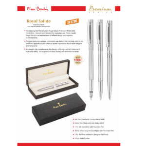 Royal Salute  WHITE GOLD FINISH BALL PEN, ROLLER PEN & FOUNTAIN PEN