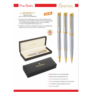 WHITE GOLD FINISH BALL PEN, ROLLER PEN & FOUNTAIN PEN